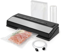 KitchenBrothers KB667 - Vacuüm Sealer - 12L/min - 6 standen - Zwart/RVS (2m Folierol 5 Vacumeerzakken Vacuumslang)