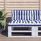 vidaXL - Palletkussen - gestreept - 80x40x12 - cm - stof - blauw - en - wit