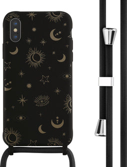 iMoshion Hoesje Geschikt voor iPhone Xs / X Hoesje Met Koord - iMoshion Siliconen design hoesje met koord - Zwart / Sky Black