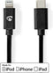Nedis Lightning Kabel - USB 2.0 - Apple Lightning 8-Pins - USB-C Male - 1.00 m - Zwart