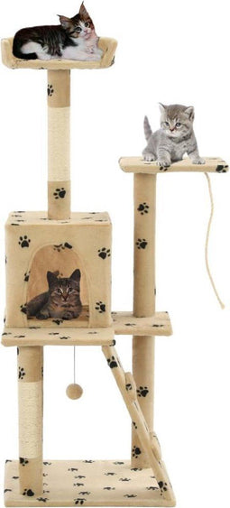 vidaXL - Kattenkrabpaal - met - sisal - krabpalen - 120 - cm - pootafdrukken - beige