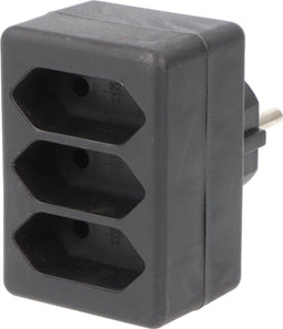 Multistekker 3x Euro zwart