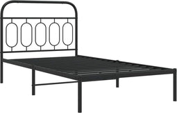 vidaXL - Bedframe - met - hoofdbord - metaal - zwart - 107x203 - cm