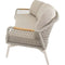 Loungebank Marseille - Aluminium frame - 230x103x77cm - Matt beige - Teak armleuning - Beige rope (ø5mm) - Olefin kussen 365gr/m²