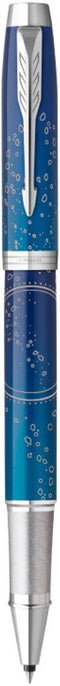 Parker IM Submerge rollerballpen | premium lak met blauw kleurverloop op roestvrij staal met chroomafwerking | fijne penpunt met zwarte inkt navulling | geschenkdoos