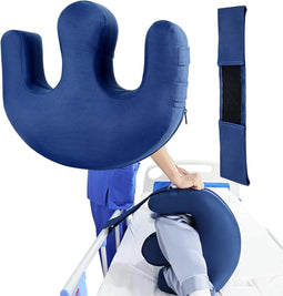 LOSCHEN U-vormig Anti-doorligwond Kussen - Draaien en Verplaatsen Bedlegerige Patiënten - Dubbele Handgrepen - Donkerblauw - 40x50x13 cm