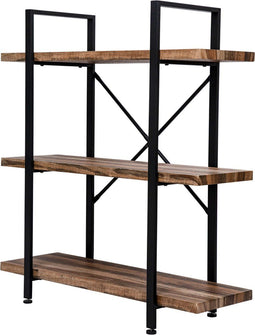 Wandkast Stoer metaal hout industrieel design open boekenkast 101 cm hoog zwart