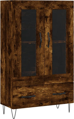 vidaXL - Hoge - kast - 69,5x31x115 - cm - bewerkt - hout - gerookt - eikenkleurig