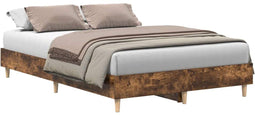 vidaXL - Bedframe - zonder - matras - spaanplaat - gerookt - eiken