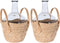 Flesvaas glas transparant met gevlochten rieten mand 18 x 27 cm - Decoratie vaas
