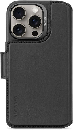 Decoded - Leather Detachable Wallet - iPhone 16 Pro - MagSafe - Zwart