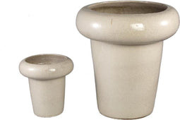 PTMD Bloempot Megga - 53x53x57 cm - Keramiek - Creme - Set van 2