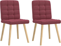 vidaXL - Eetkamerstoelen - 2 - st - stof - wijnrood