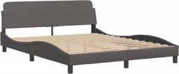 vidaXL - Bedframe - met - hoofdbord - kunstleer - grijs - 160x200 - cm