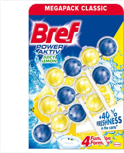 Bref Power Active - Toiletblokken - Reinigend schuim en langdurige bescherming - Citroen (3 stuks)