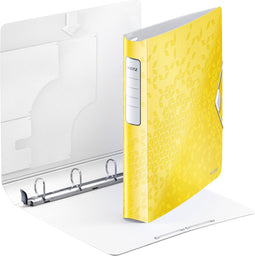 Ringband Leitz WOW A4 4-rings D-mech 30mm PP geel - 5 stuks