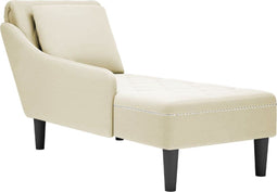 vidaXL - Chaise - longue - met - kussen&rechterarmleuning - fluweel - crèmekleurig