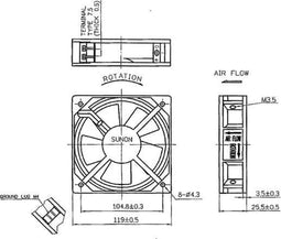 Sunon 230Vac Glijlager - Ventilator