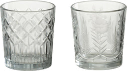 J-Line theelichthouder - glas - transparant - 2 stuks