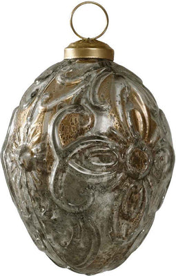 PTMD Nathen Kerstbal Bloemenprint - H7 x Ø7 cm. - Glas - Rustiek Goud