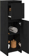 vidaXL - Badmeubel - Zwart - Eiken - 30x30x95 - cm - Gemaakt - van - Hout