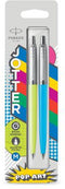 Parker Jotter Originals Pop Art duo verpakking limoen/hemelsblauw balpen met chroomkleurige details