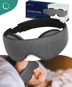 Numsy Slaapmasker Vrouwen en Mannen - Oogmasker Slaap - 100% Verduisterend - Donkergrijs