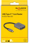Delock 91009 - USB Type-C Card Reader - 2 sleuven - Aluminium Grijs