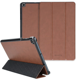 Nuria Vegan Lederen Trifold Bookcase voor Samsung Galaxy Tab A 10.1 (2019) - Bruin