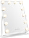 Nuvance - Hollywood Spiegel met Verlichting - 3 Standen en Instelbare Lichtsterkte - Make Up Spiegel - 43cm x 35,5cm - 12 LED Lampen - Make-Up Spiegel - Staand