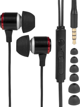 Nuvance - Oortjes met Draad - 3.5mm Jack Aansluiting - Oordopjes met Draad - In-Ear Oortjes met Draad en Microfoon - Zwart