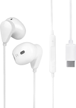 Nuvance Oortjes met Draad - USB-C Aansluiting - In-Ear Oordopjes met Draad - Bedrade Oortjes - Oortjes met Draad en Microfoon - Wit
