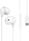 Nuvance Oortjes met Draad - USB-C Aansluiting - In-Ear Oordopjes met Draad - Bedrade Oortjes - Oortjes met Draad en Microfoon - Wit