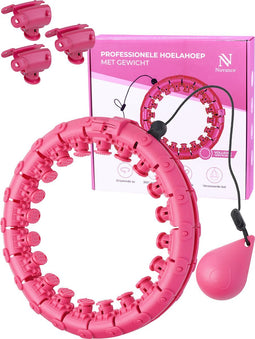 Nuvance - Verstelbare Fitness Hoelahoep met Gewicht - 24 + 5 Schakels - Incl. eBook - voor Volwassenen en Kinderen - Hoelahoeps - Smart Hoepel - Roze