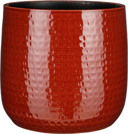 Mica Decorations Floyd Bloempot - 32x32x30 cm - Keramiek - Donkerrood