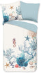 Good Morning - Dekbedovertrek 200x200 cm - Maritiem ontwerp met zeepaardjes en koraal - Wit/Blauw (2 stuks)