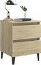 vidaXL - Nachtkastje - 40x35x50 - cm - bewerkt - hout - sonoma - eikenkleurig
