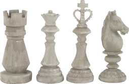 J-Line schaakstukken Ruw - resine - grijs - small - 4 stuks