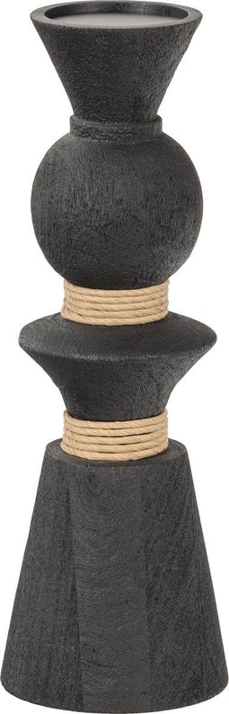 WOOOD Prem Kandelaar - Mango Hout - Zwart - 40x14x14