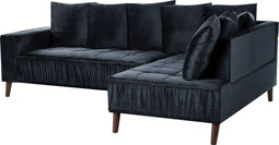 GRENA - Hoekbank 3-zits - Zwart - Linkerzijde - 231 cm - Fluweel