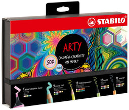 STABILO BOSS ORIGINAL, Woody 3 in 1, aquacolor, Pen 68 en point 88 - Creative ARTY Mix Set In Luxe Box - Met 50 Stuks