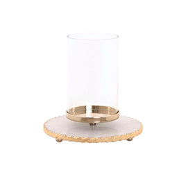 Kaarshouder Home ESPRIT Wit Gouden Kristal Marmer 25 x 25 x 27 cm