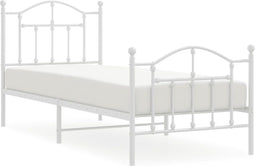 vidaXL - Bedframe - met - hoofd- - en - voeteneinde - metaal - wit - 80x200 - cm