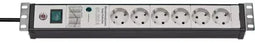 Brennenstuhl Premium-Line - Stekkerdoos 6-voudig met overspanningsbeveiliging - 3 m kabel - Zwart/grijs
