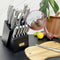 ROYAL KITCHEN GOODS® 16-delige Messenset - RVS Messenblok met Vleesschaar - Ergonomisch - Zwart (16 stuks)
