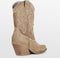 PS Poelman LOLA - Dames Western Enkellaarzen - Suède - Beige Bruin - Maat 37