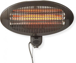 Nedis Patio Verwarmer - 2000 W - 3 Warmte Standen - Wandmontage - IP34 - Zwart