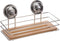 5Five Doucherekje/badkamerrekje - metaal/bamboe hout - zuignappen - 19 x 12 x 18 cm - shampoo/douchegel