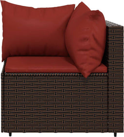 vidaXL - 4-delige - Loungeset - met - kussens - poly - rattan - bruin