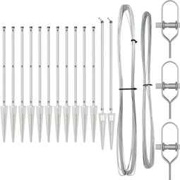 vidaXL - Hekpalen - met - Spike - 13 - stuks - Ø32 - mm - 60 - cm - Gegalvaniseerd - staal